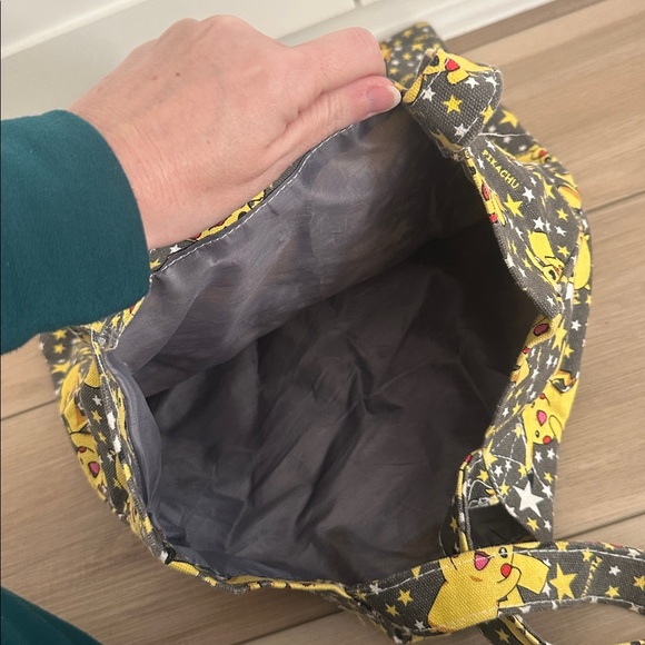 EUC Kids Pokemon Pikachu Patterned Tote Bag - Black and Yellow Double Sided - Picture 6 of 8